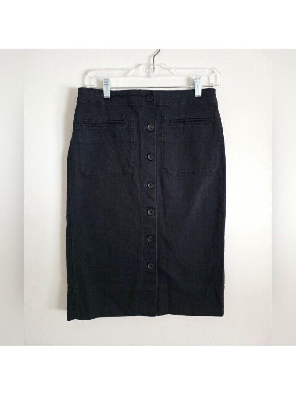UNIQLO U by Christophe Lemaire | black denim midi Pencil skirt button Down Sz 4